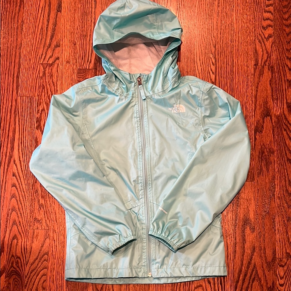 The North Face Teal Blue Hooded Rain Jacket